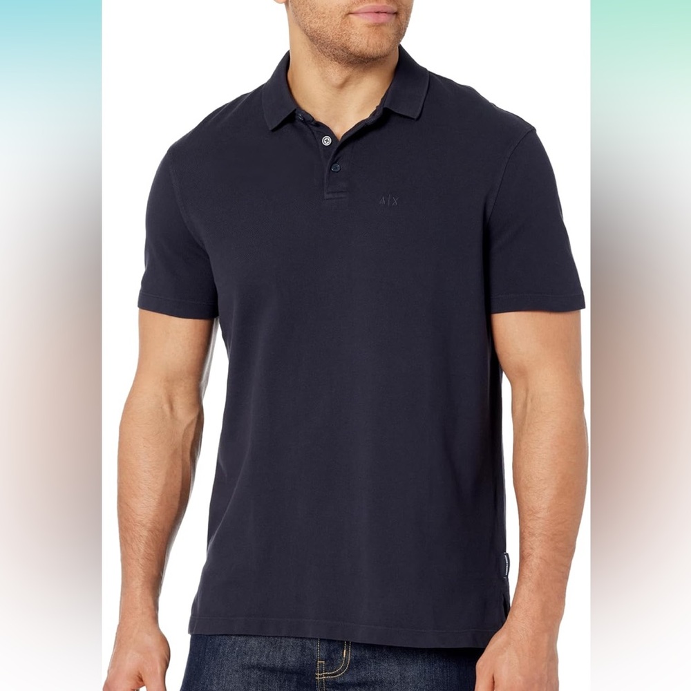 NWT Armani Exchange Men's Regular Fit Solid Colored Sun Washed Pique Polo